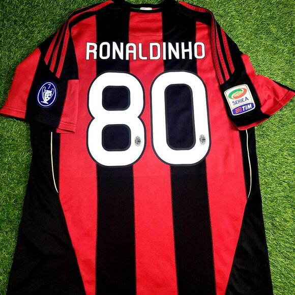 Ronaldinho AC Milan Adidas 2010 2011 Home Soccer Jersey Shirt L SKU# P96288 - Picture 1 of 8